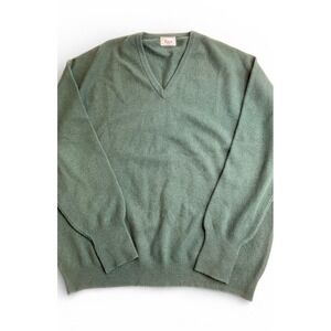 Harrods Wool V Neck Sweater Scotland Green  Size XXL Preppy Academia Classic